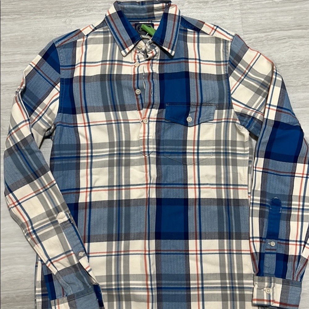 J. Crew Blue White Blue Orange Plaid Shirt